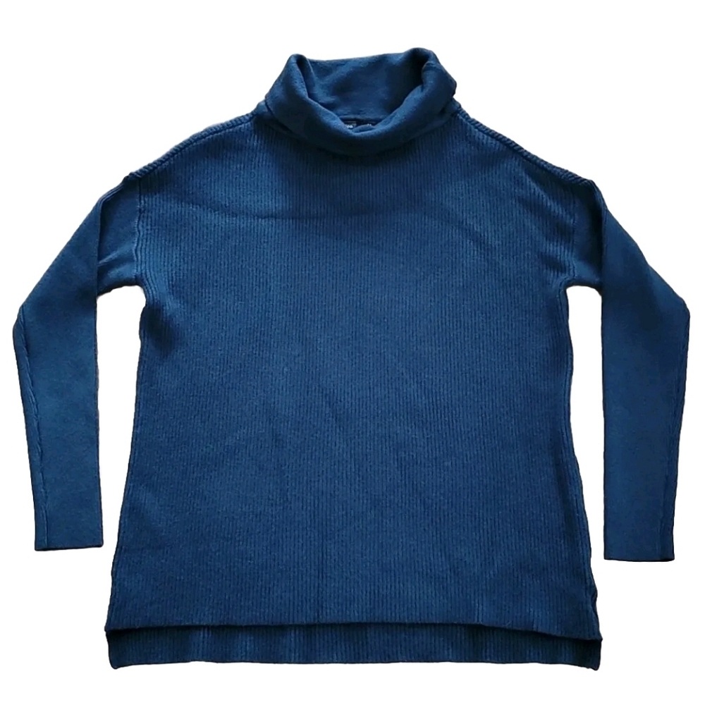 Devotion By Cyrus Sweater Size XS Deep Teal Funnel Neck Rib Knit Soft NEW